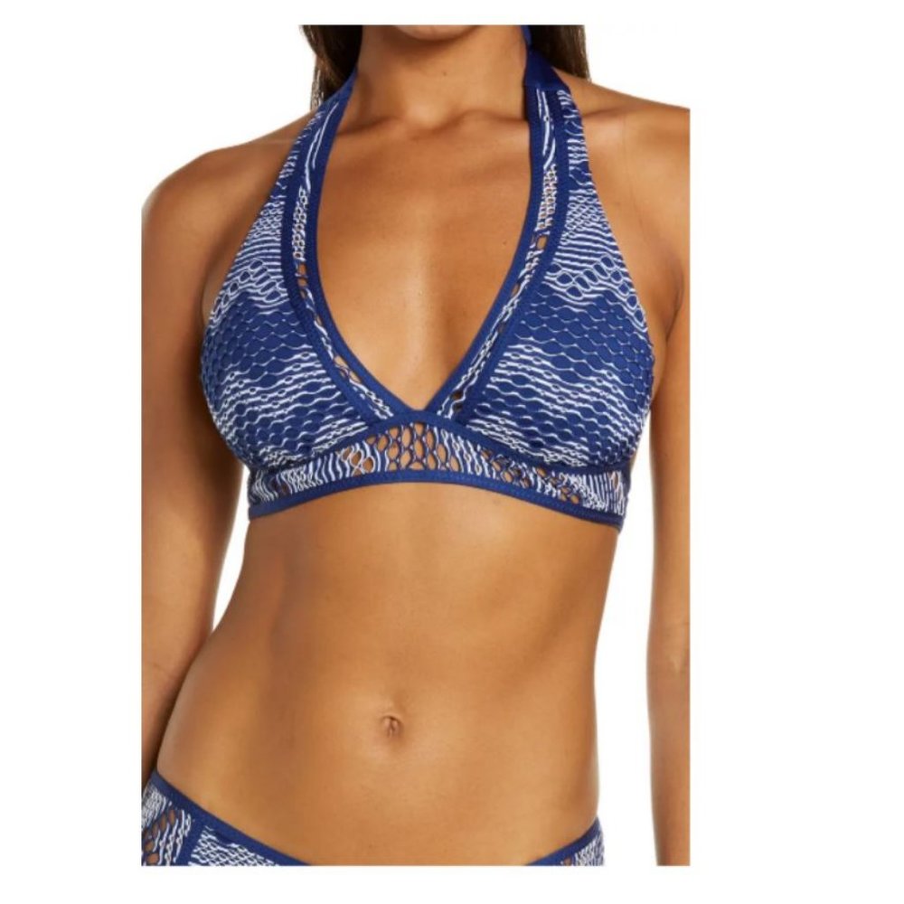 NWOT Becca Reveal Halter Bikini Top 553117 Marina Blue